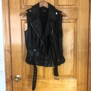 Bebe Faux Leather Belted Moto Vest XS